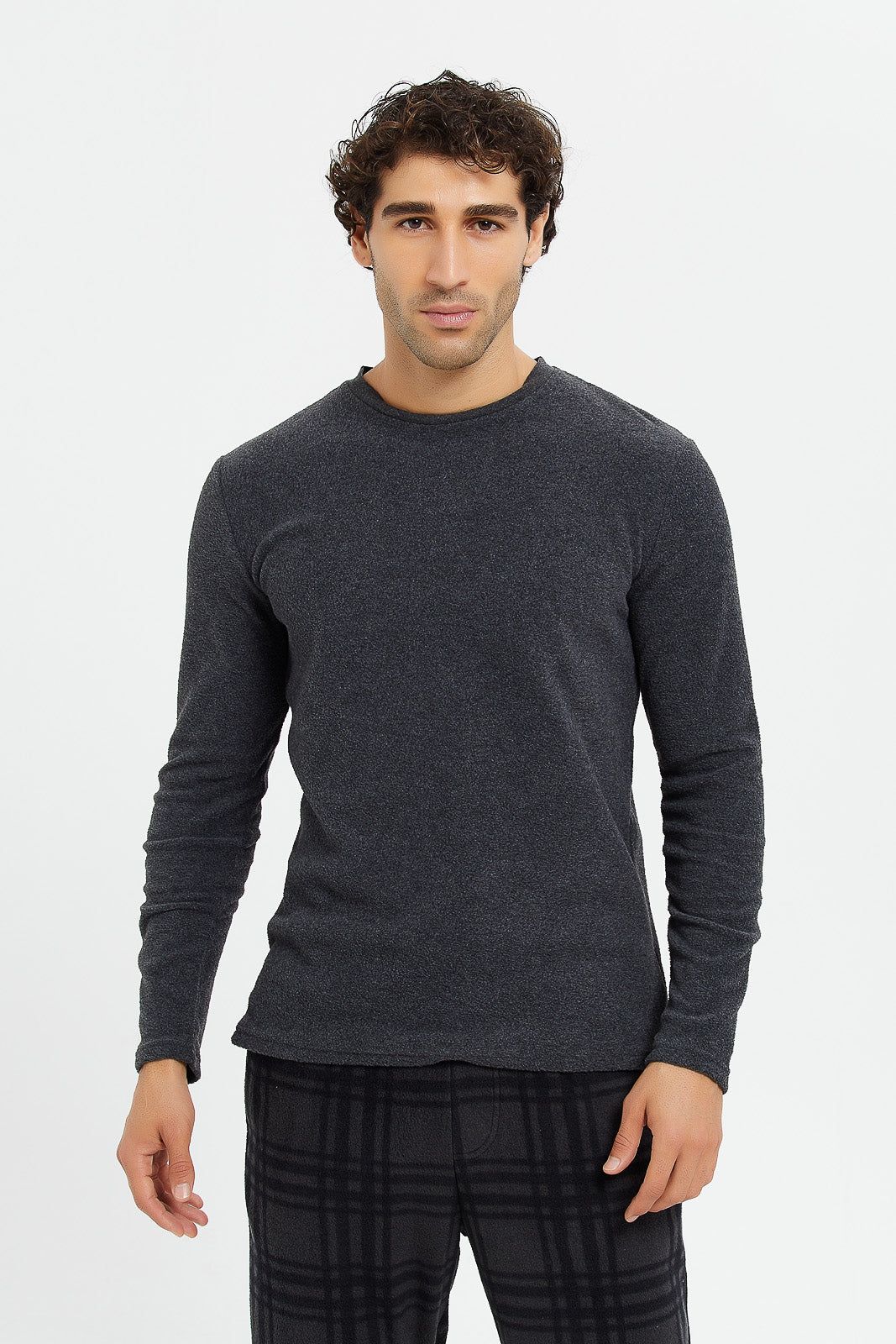 Men Grey Fleece Lounge Set (2 Piece) sold by Redtag product image thumbnail 2