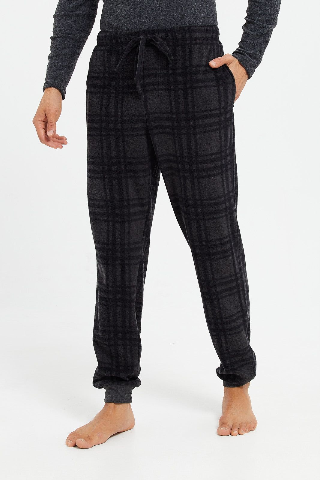 Men Grey Fleece Lounge Set (2 Piece) sold by Redtag product image thumbnail 3