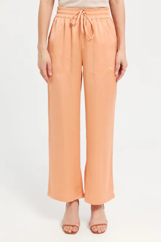 Women Orange Wide Leg Elasticated Waist Trousers sold by Redtag