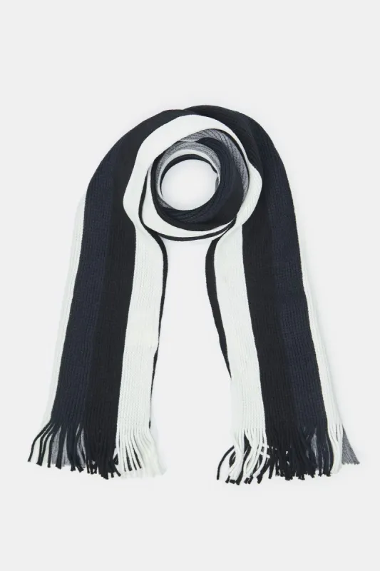 Men Navy And Grey Single Classic Scarf sold by Redtag