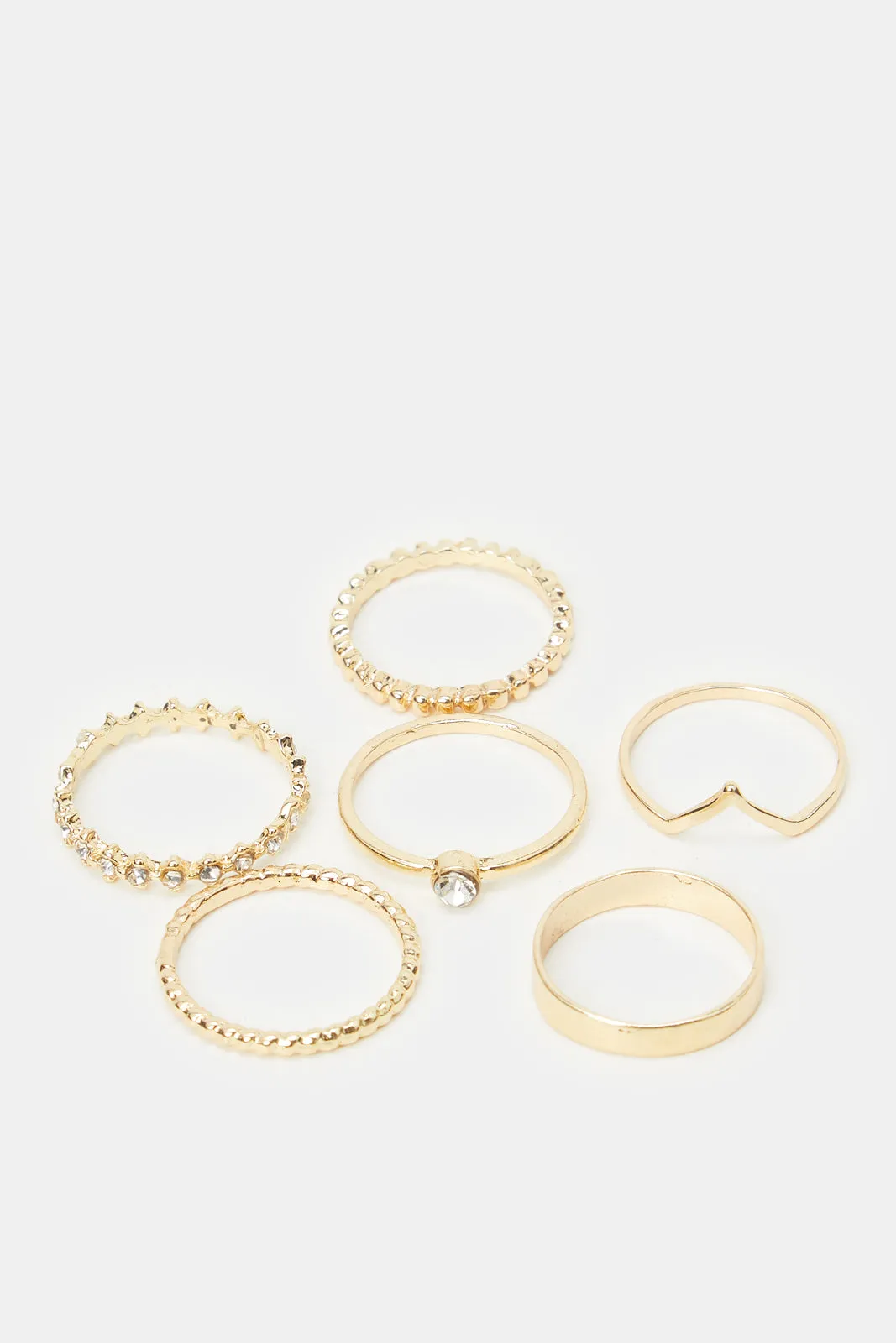 Women Gold Rhinestones Ring Set (Pack of 6) sold by Redtag product image thumbnail 3