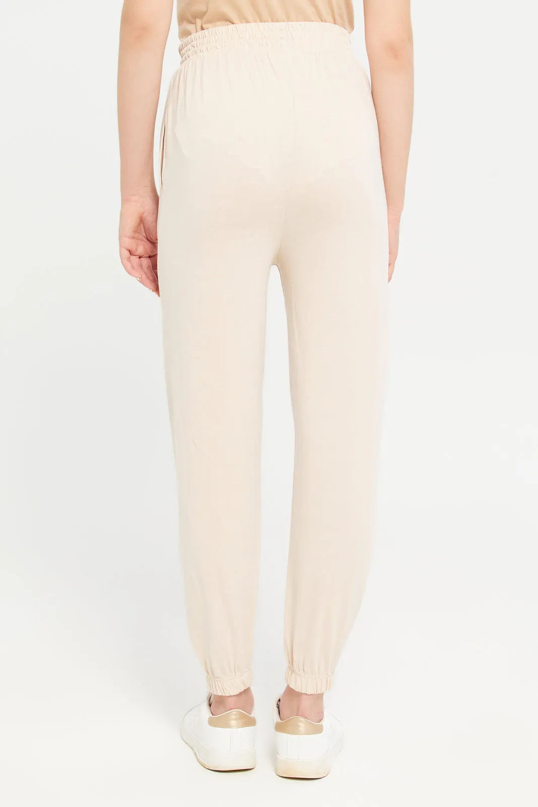 Woman Beige Plain Active Pants sold by Redtag product image thumbnail 3