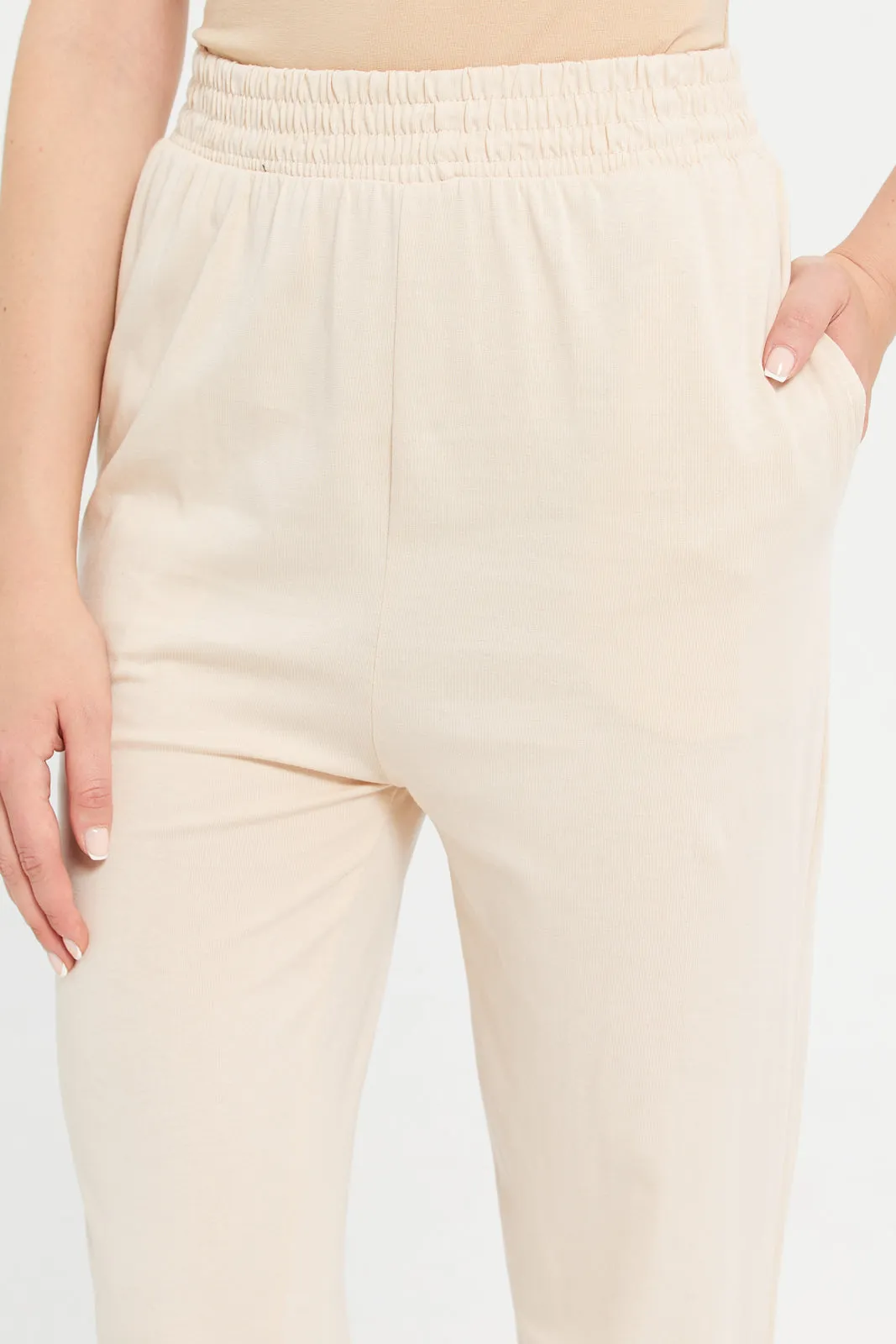 Woman Beige Plain Active Pants sold by Redtag product image thumbnail 4