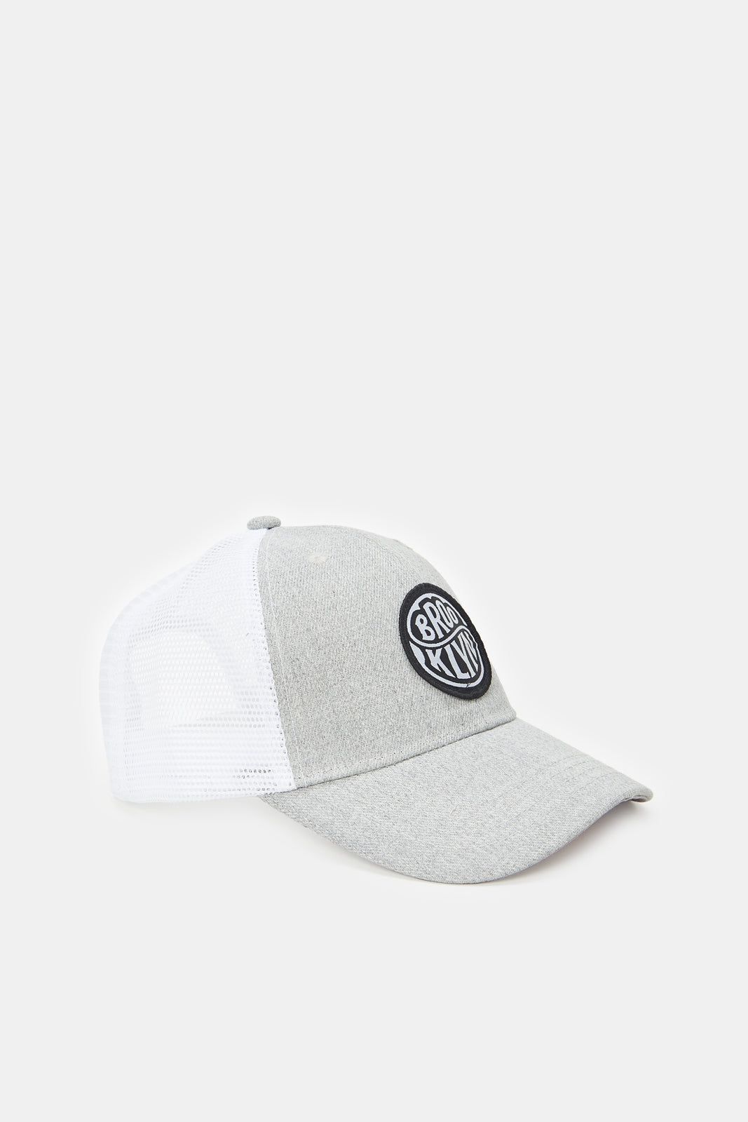 Men Grey And White Cap With Rubber Patch sold by Redtag