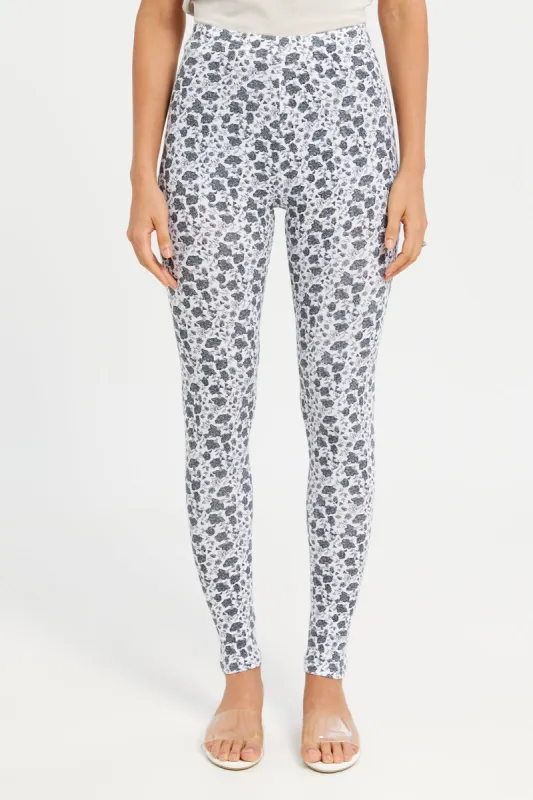 Women White Printed Leggings sold by Redtag