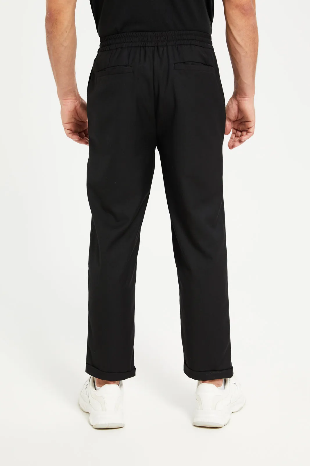 Men Black Solid Active Pants sold by Redtag product image thumbnail 3