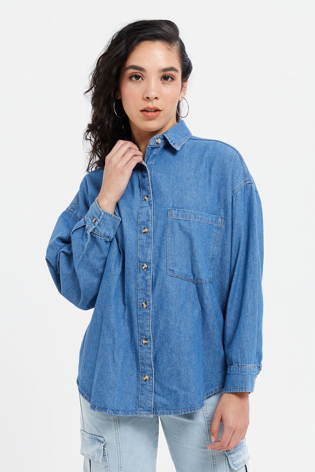 Women Denim Plain Blouse sold by Redtag