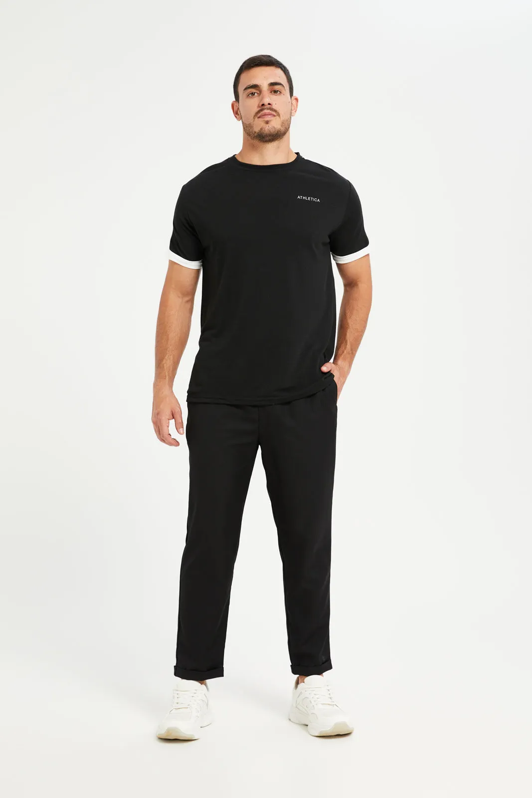 Men Black Solid Active Pants sold by Redtag product image thumbnail 2