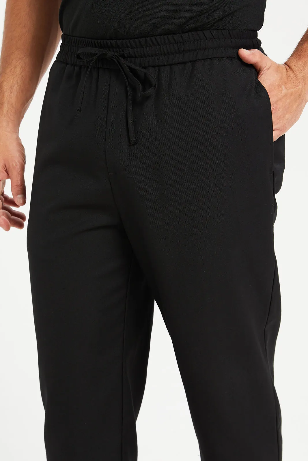 Men Black Solid Active Pants sold by Redtag product image thumbnail 4