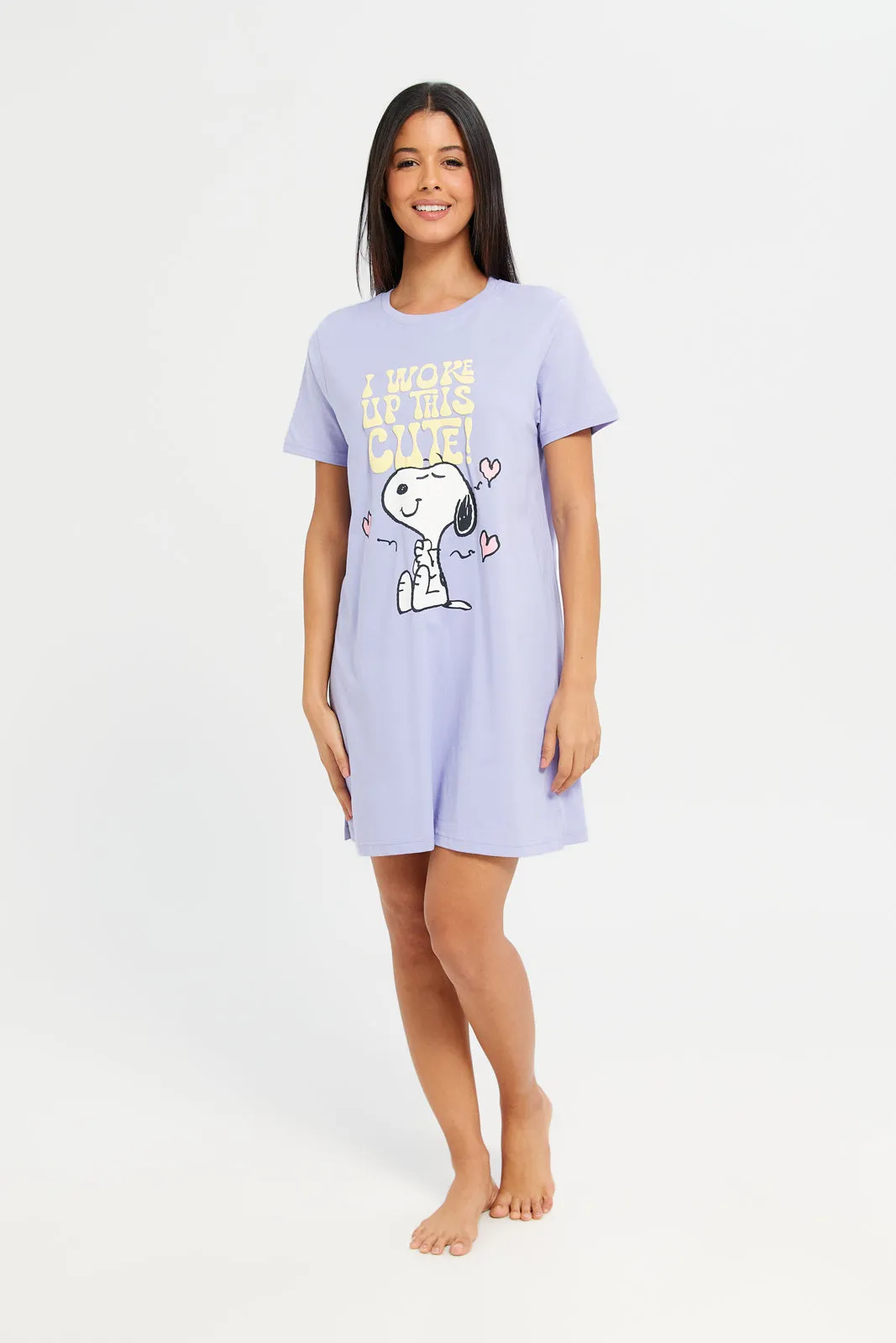 Women Lilac Snoopy Print Nightshirt sold by Redtag product image thumbnail 2