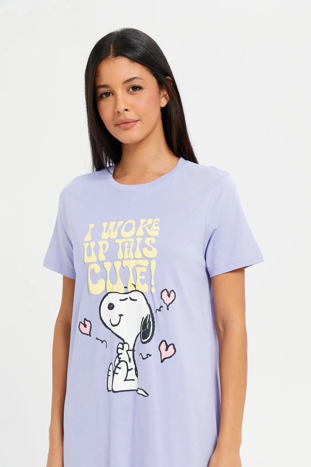 Women Lilac Snoopy Print Nightshirt sold by Redtag product image thumbnail 4