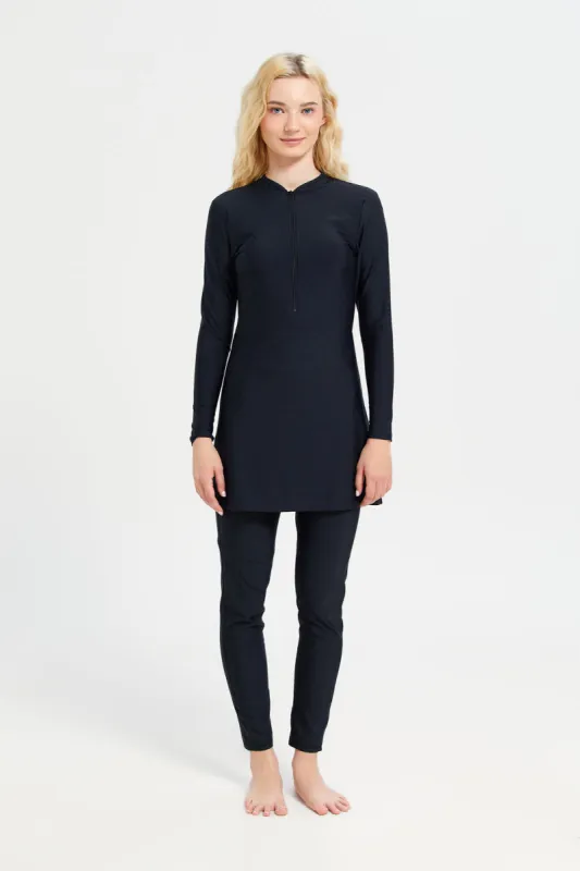 Women Black Swim Burkini Set (2 Piece) sold by Redtag