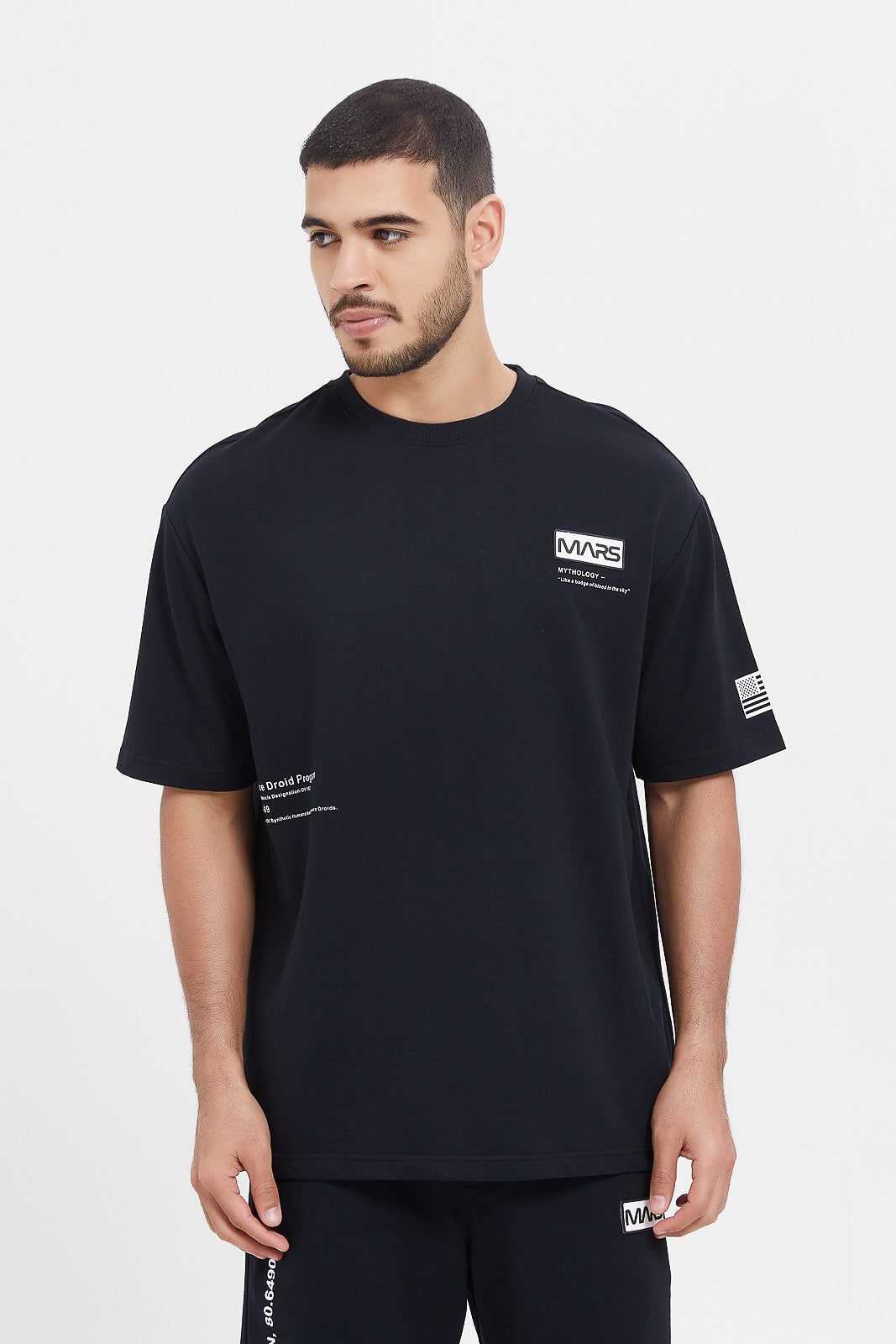 Men Black Embroidered Lounge Shirt sold by Redtag