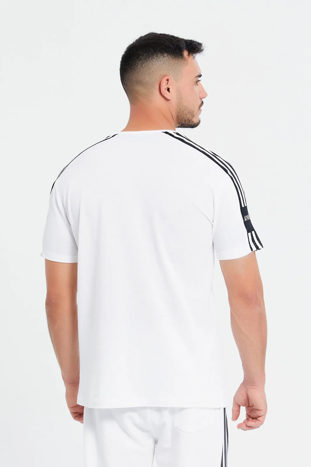 Men White Pique Cord Active T-Shirt sold by Redtag product image thumbnail 3