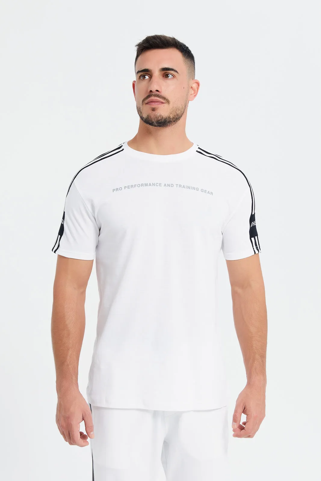 Men White Pique Cord Active T-Shirt sold by Redtag