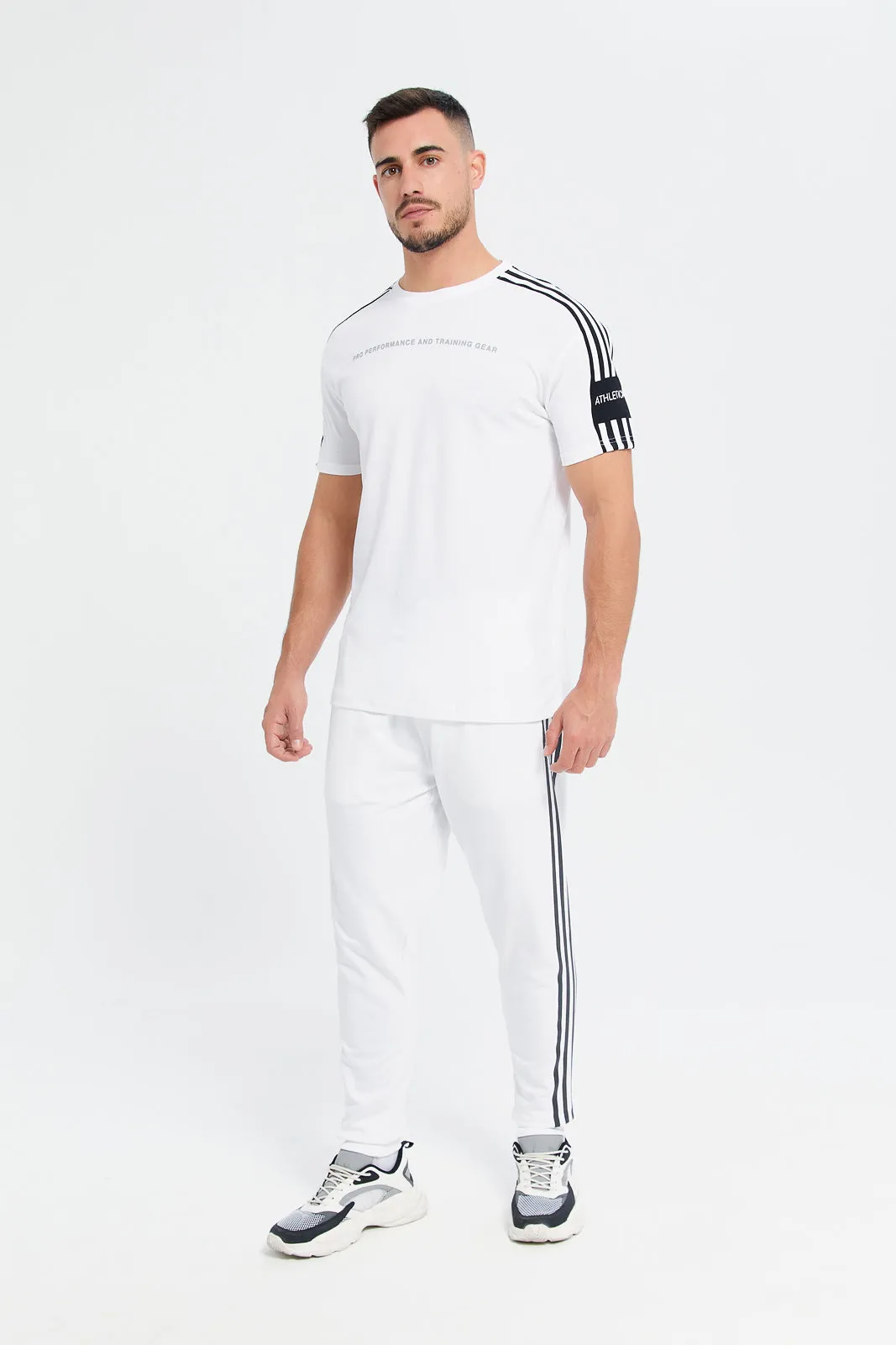 Men White Pique Cord Active T-Shirt sold by Redtag product image thumbnail 2