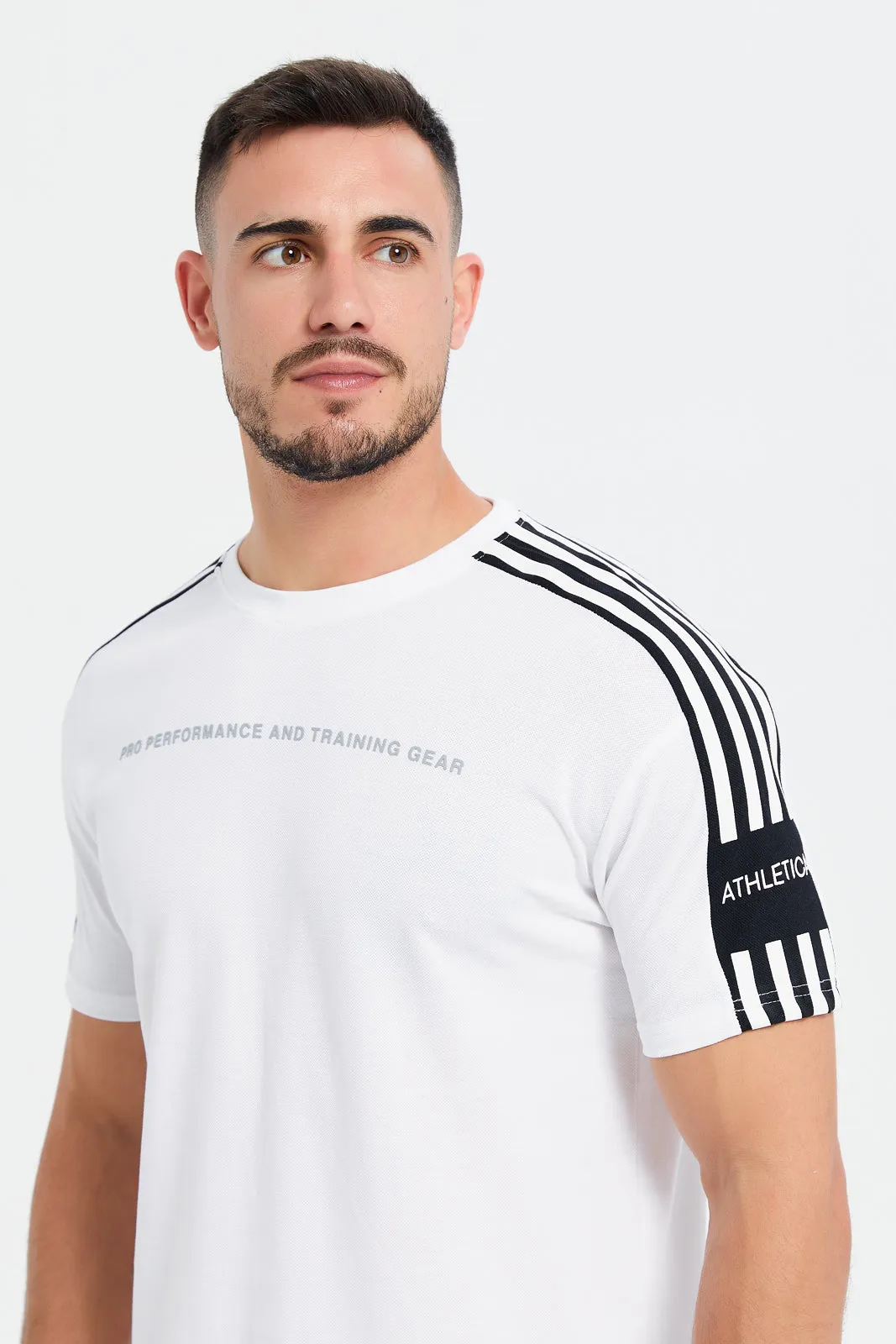 Men White Pique Cord Active T-Shirt sold by Redtag product image thumbnail 4