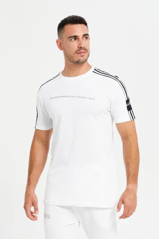 Men White Printed Active T-Shirt sold by Redtag