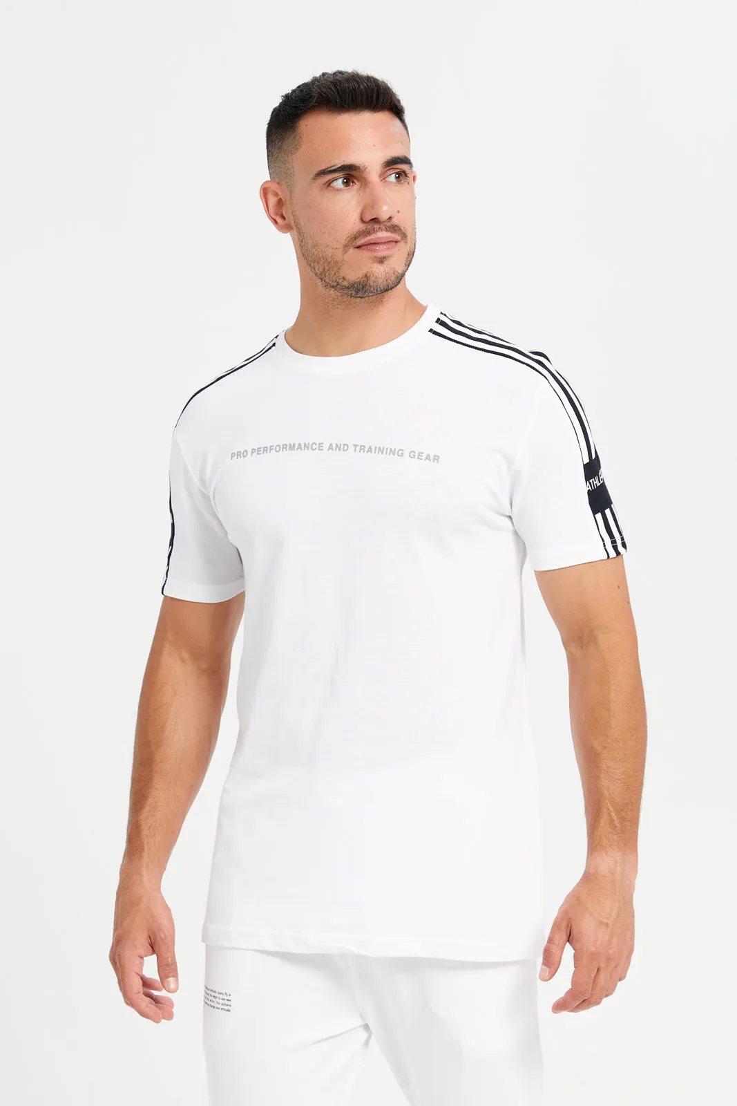 Men White Printed Active T-Shirt sold by Redtag