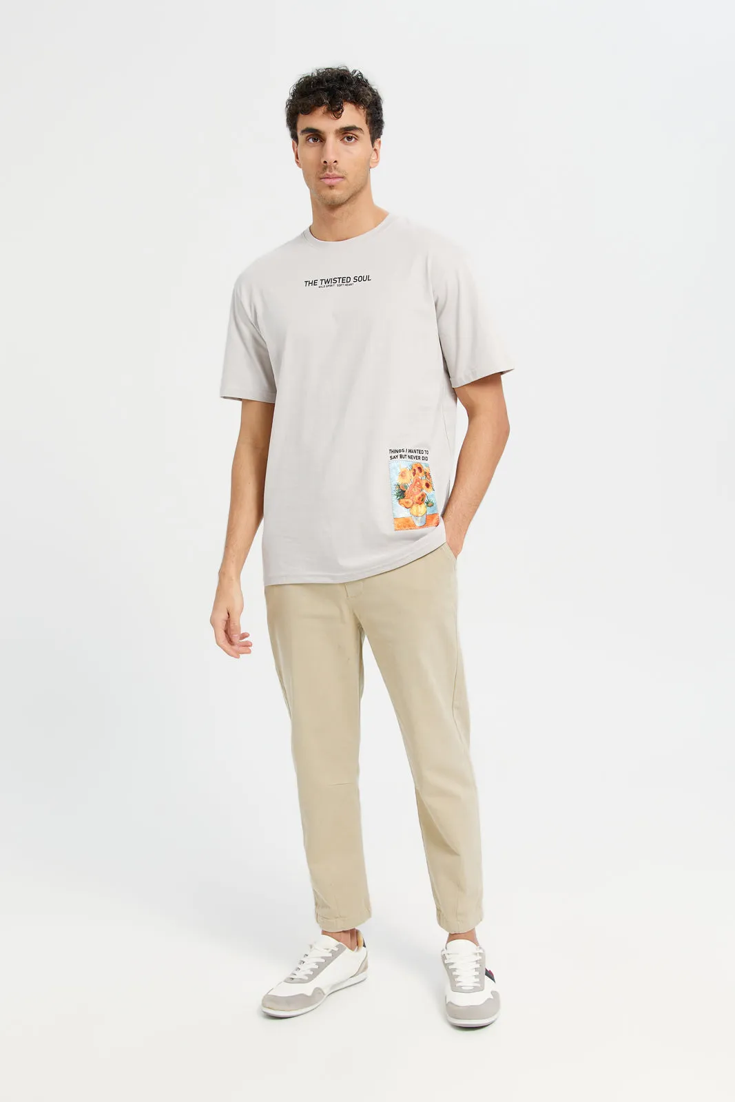 Men Ecru Printed T-Shirt sold by Redtag product image thumbnail 2