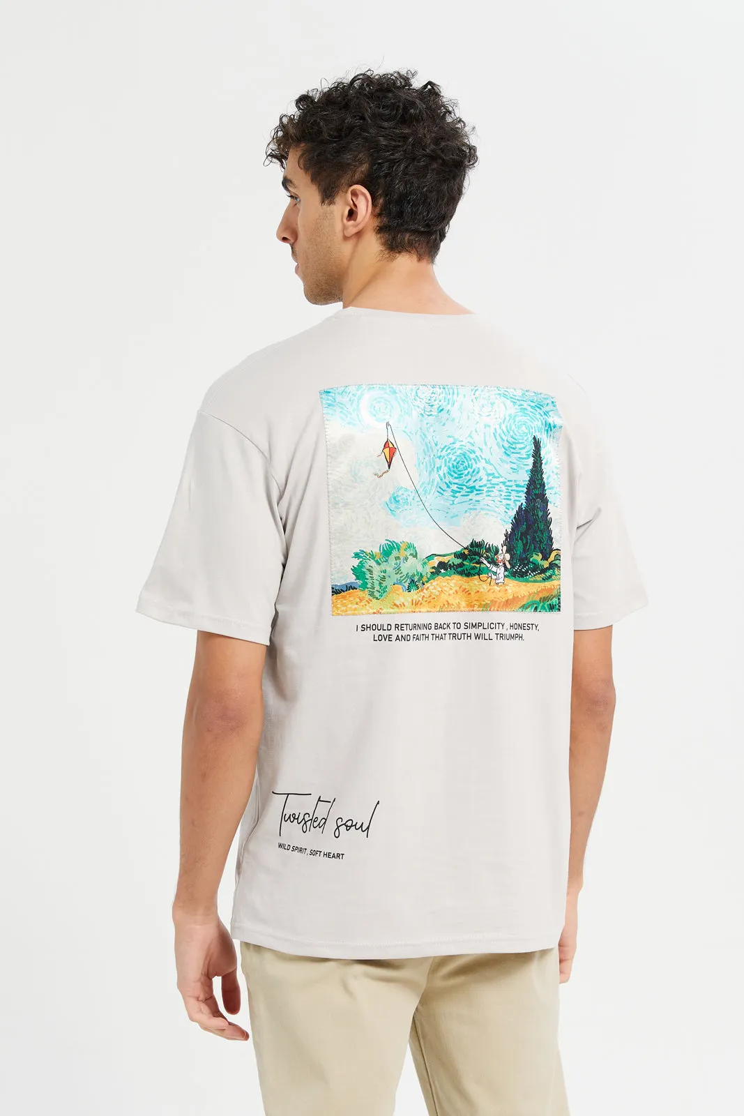 Men Ecru Printed T-Shirt sold by Redtag product image thumbnail 3