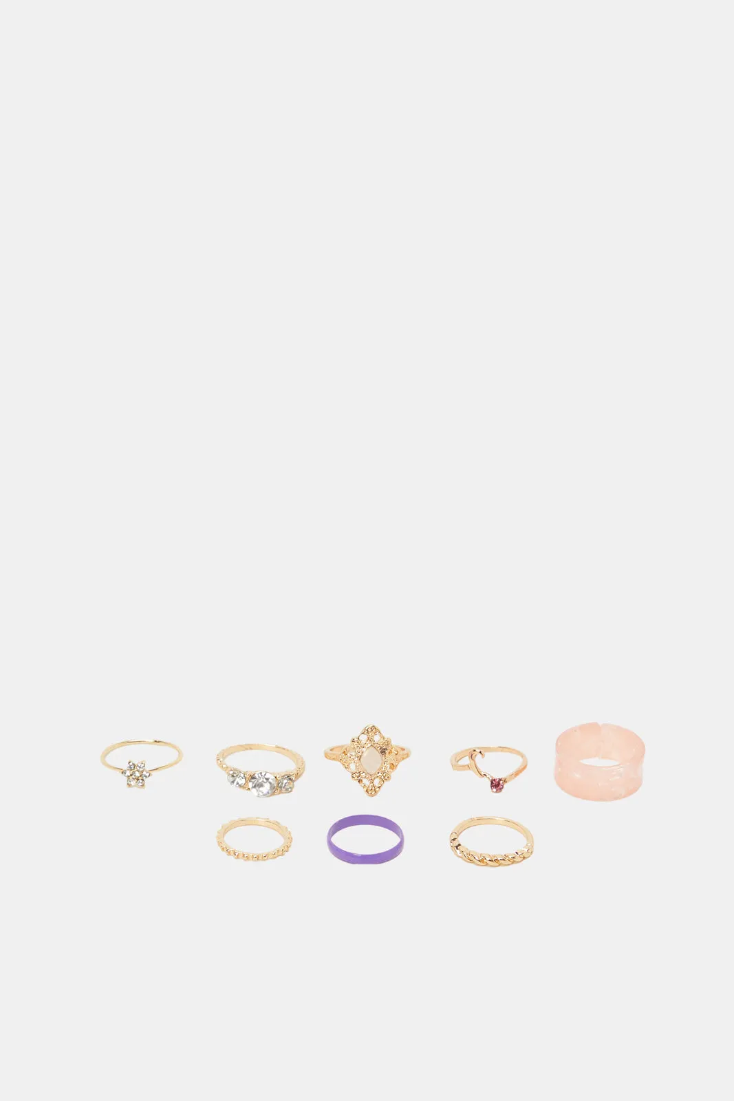 Women Assorted Embellished Ring Set (8 Piece) sold by Redtag