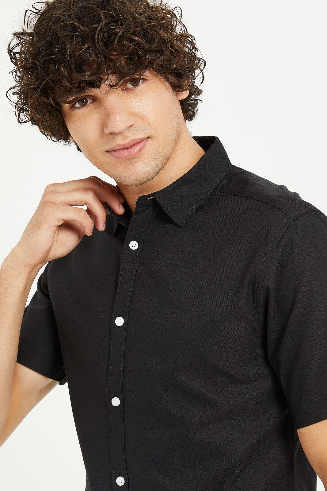 Men Black Short Sleeve Oxford Shirt sold by Redtag product image thumbnail 4