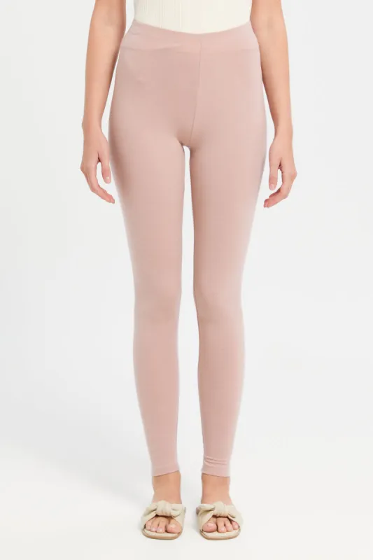 Women Charcoal And Pink Solid Leggings (Pack of 2) sold by Redtag