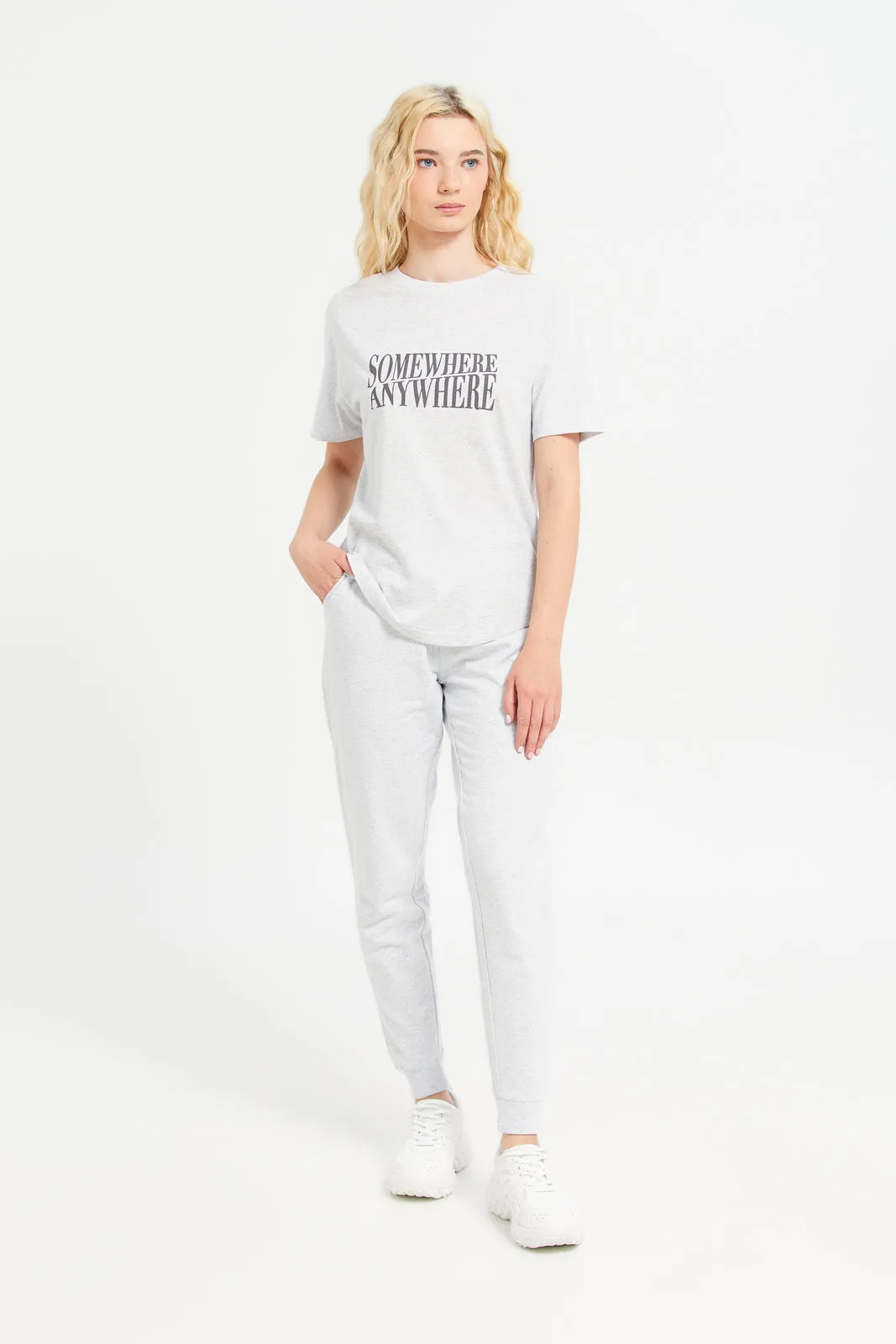 Women Grey Printed Active T-Shirt sold by Redtag product image thumbnail 2