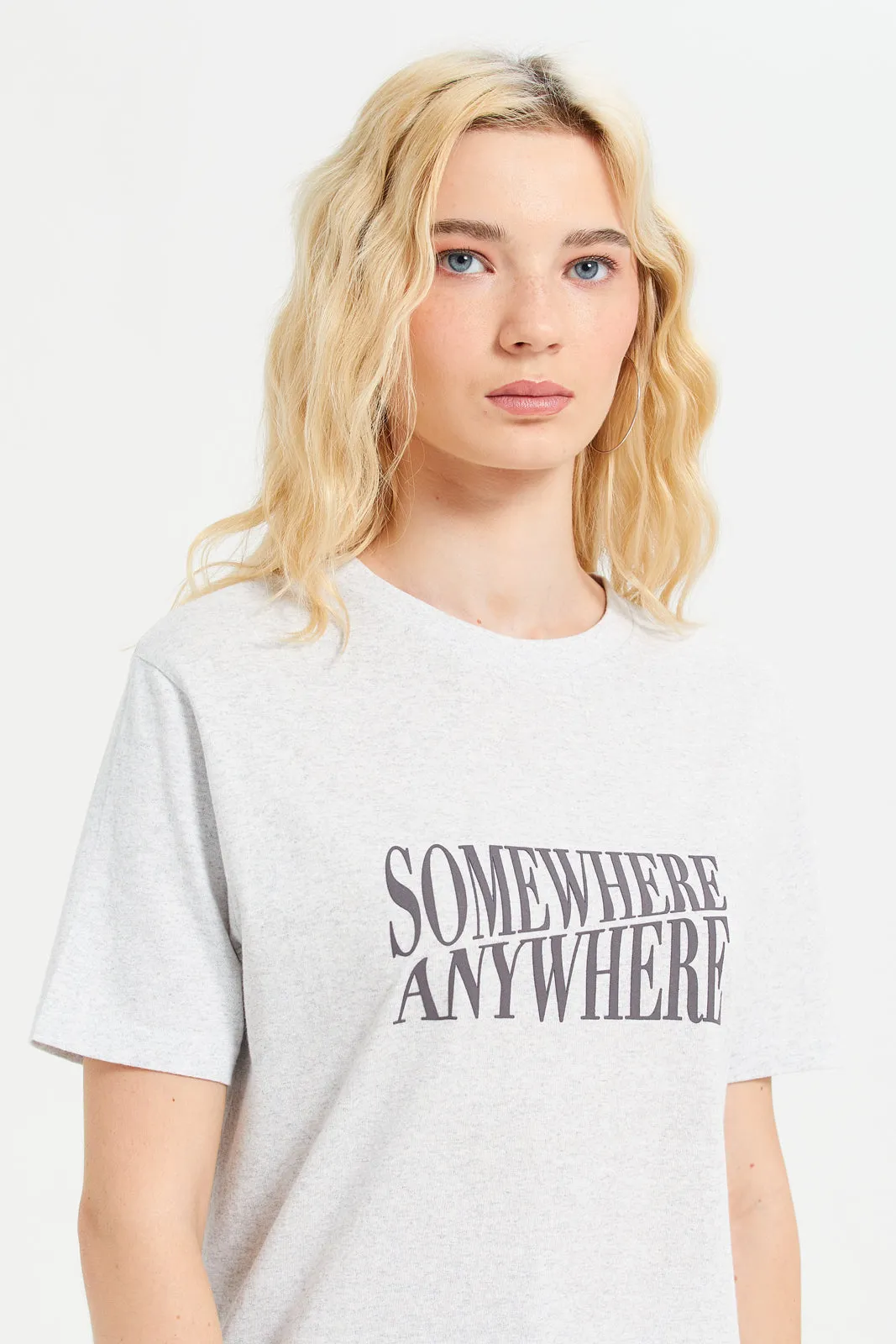 Women Grey Printed Active T-Shirt sold by Redtag product image thumbnail 4