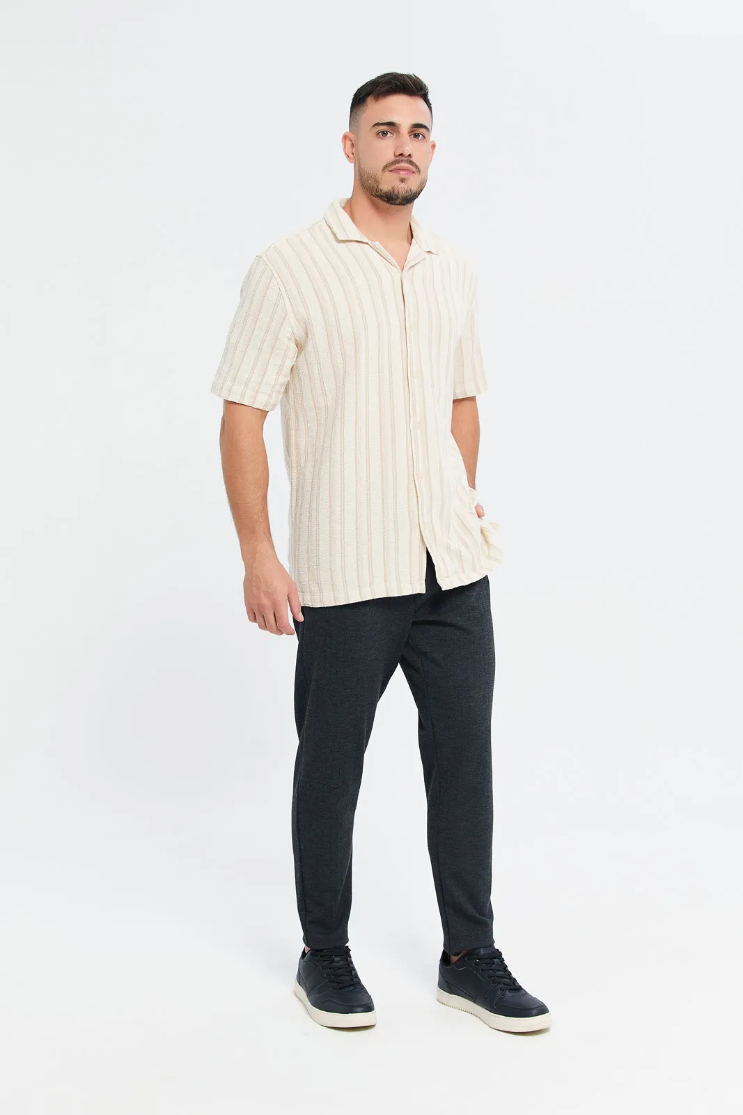 Men Charcoal Pull-On Trousers sold by Redtag product image thumbnail 2