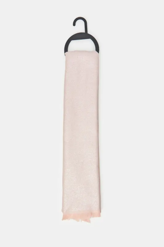 Women Pink Jacquard Embellished Scarf sold by Redtag