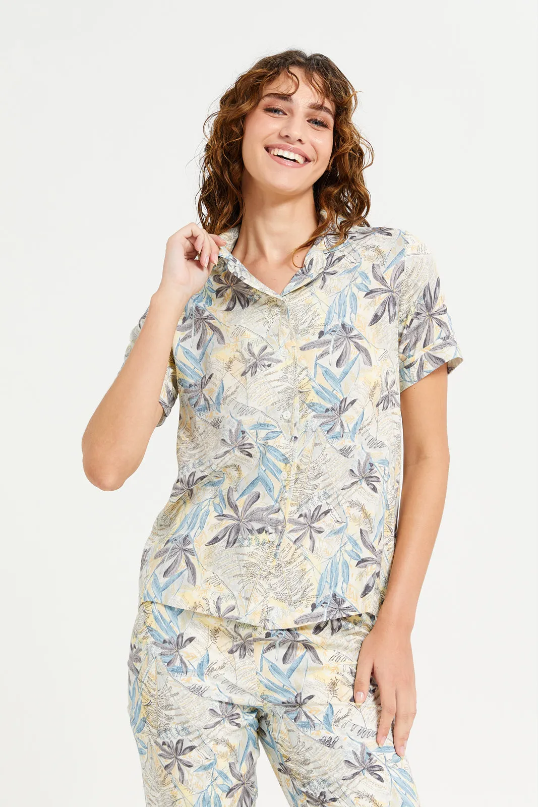 Women Yellow Printed Pyjama Set (2 Piece) sold by Redtag product image thumbnail 2