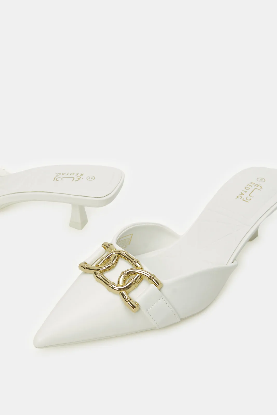 Women White Chain Heeled Mule sold by Redtag product image thumbnail 3