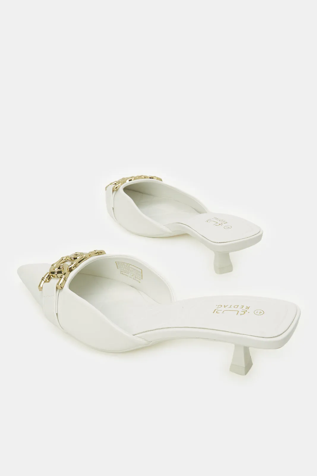 Women White Chain Heeled Mule sold by Redtag product image thumbnail 4