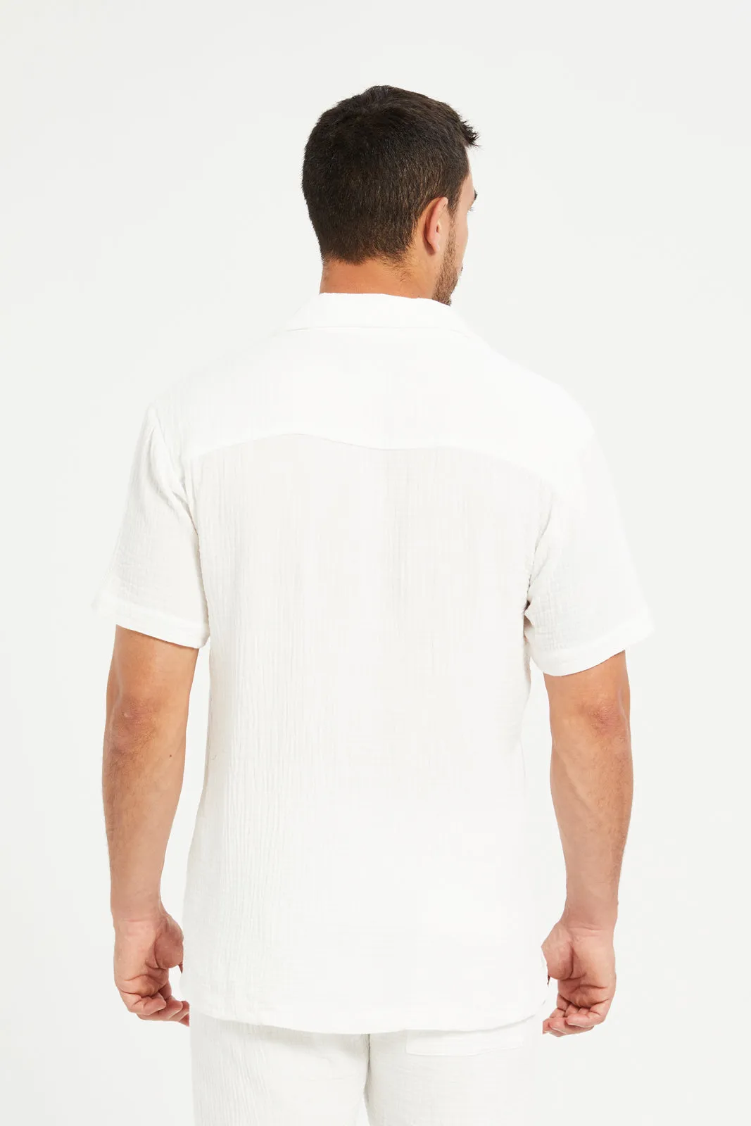 Men White Resort Collar Shirt sold by Redtag product image thumbnail 3