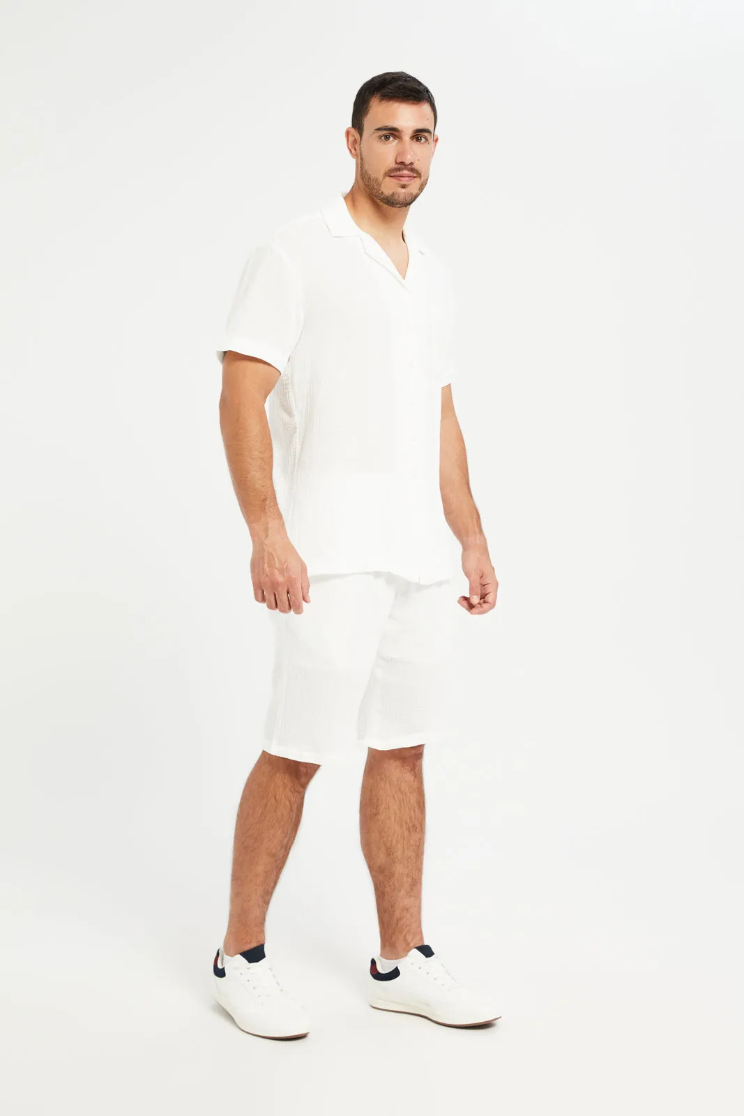 Men White Resort Collar Shirt sold by Redtag product image thumbnail 2