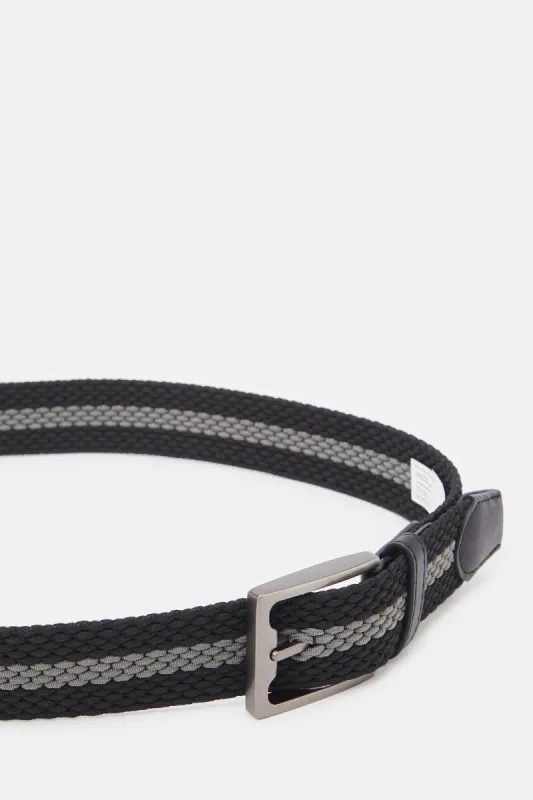 Men Grey And Black Elastic Belt sold by Redtag