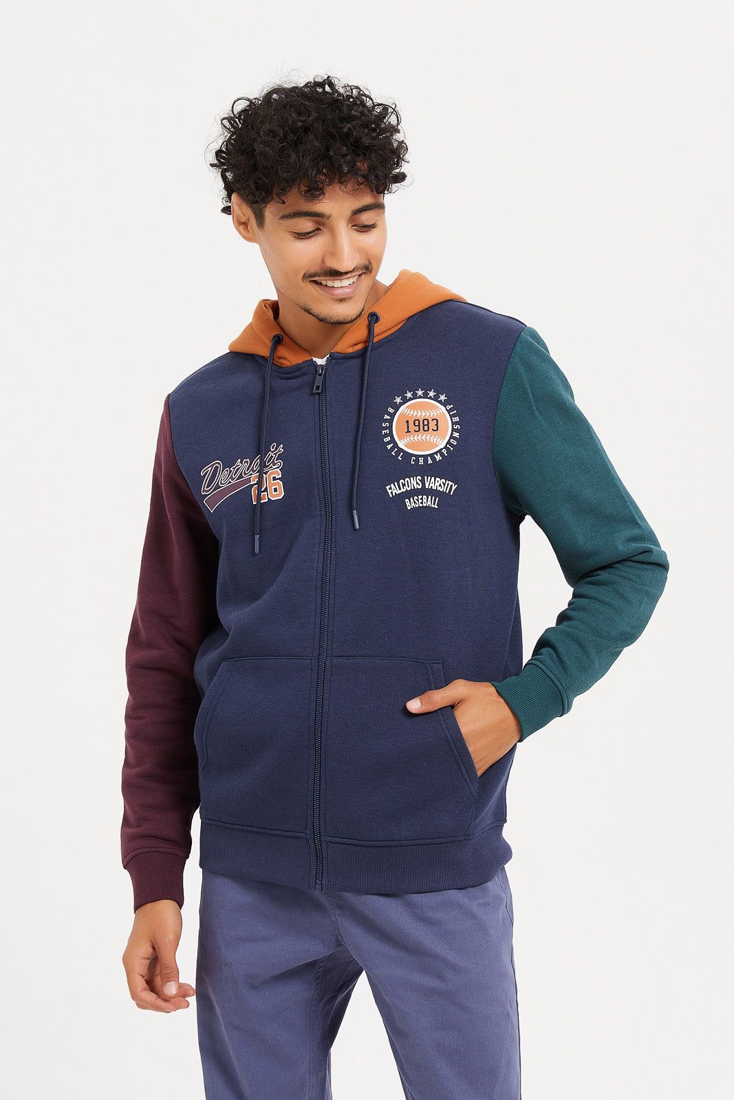 Men Multicolour Hooded Sweatshirt sold by Redtag