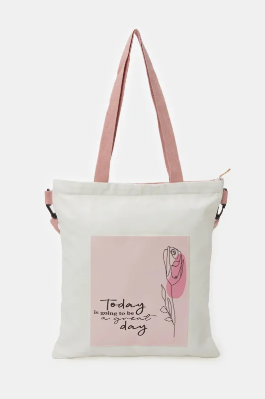 Women White Print Shopper sold by Redtag