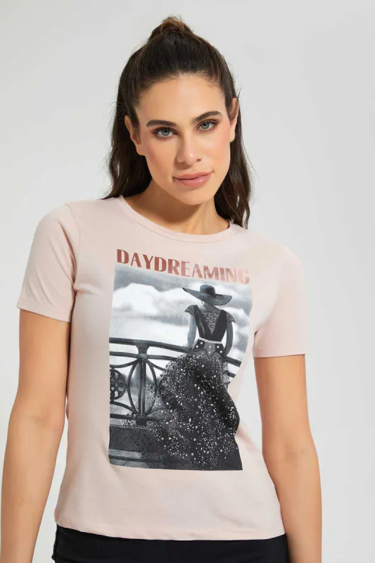 Pink Printed T-Shirt sold by Redtag