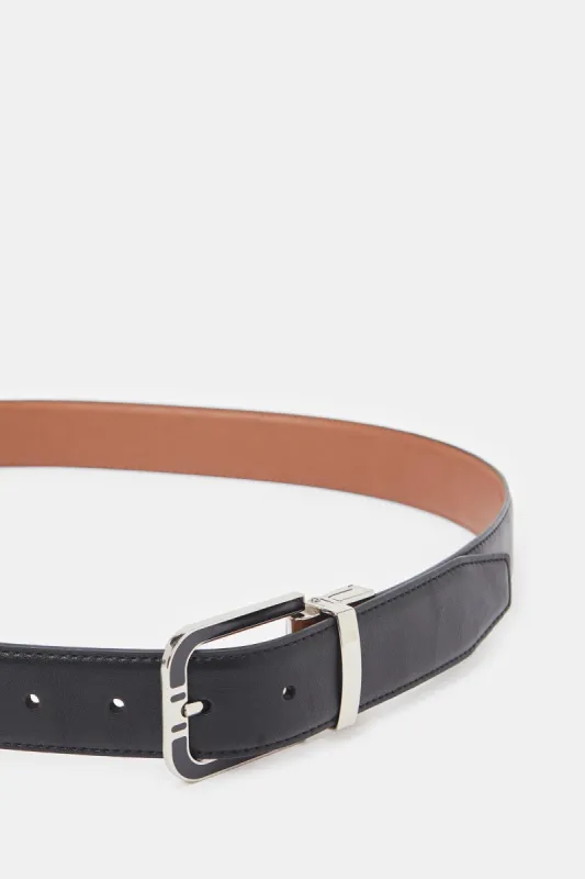 Men Tan And Black Twist Buckle Belt sold by Redtag