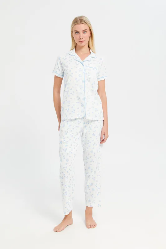 Women White Printed Classic Pyjama Set (2 Piece) sold by Redtag