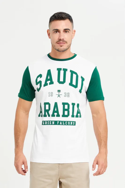 Men White KSA National Day T-Shirt sold by Redtag