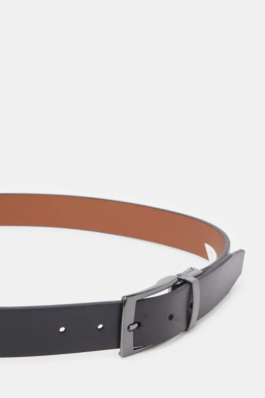 Men Black And Tan Belt With Twist Buckle sold by Redtag
