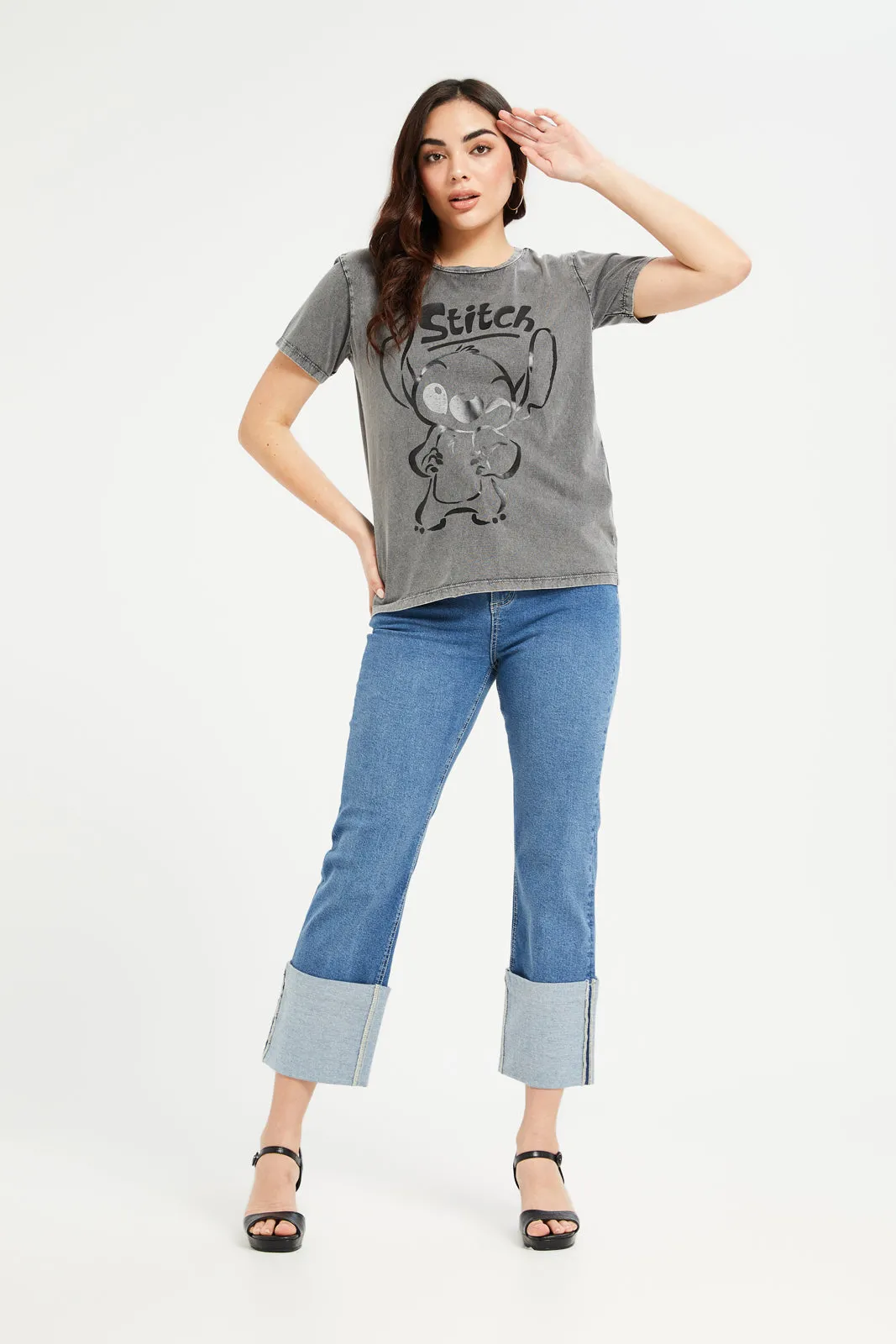 Women Blue Bottom Turn-Up Jeans sold by Redtag product image thumbnail 2