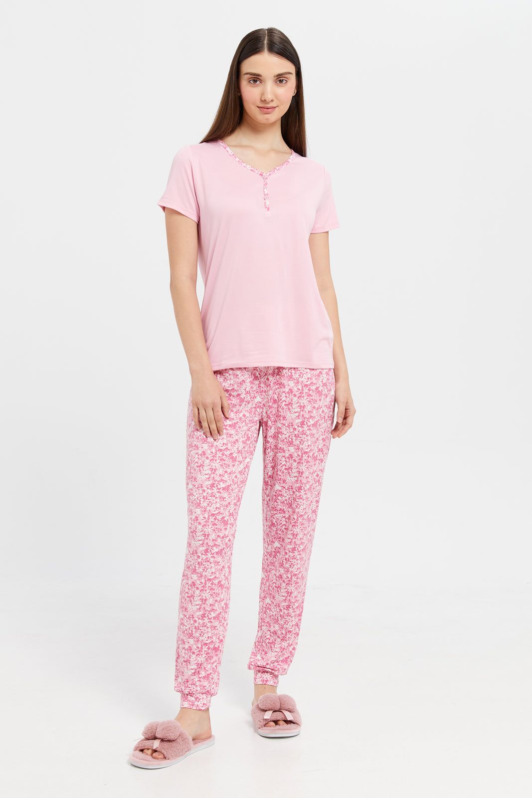 Women Pink Printed Pyjama Set (2 Piece) sold by Redtag