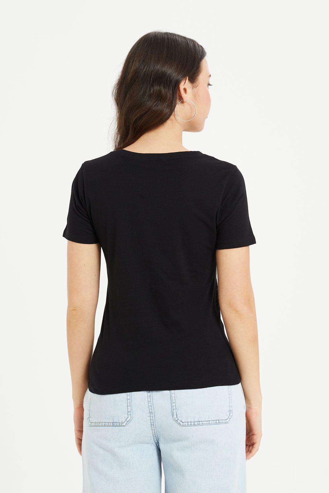 Women Black Floral Foil T-Shirt sold by Redtag product image thumbnail 3