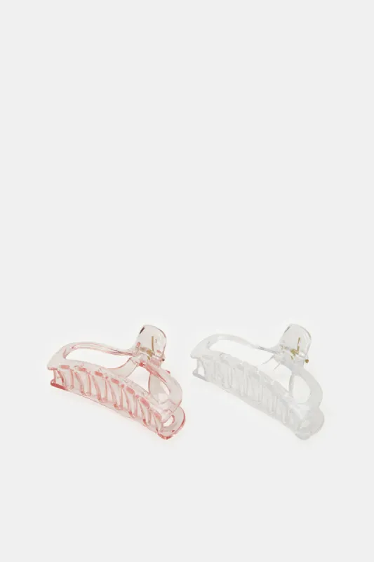 Women Pink And White Hair Claw (Pack of 2) sold by Redtag