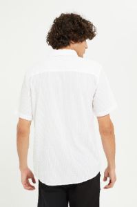 Men White Seersucker Short Sleeve Shirt sold by Redtag